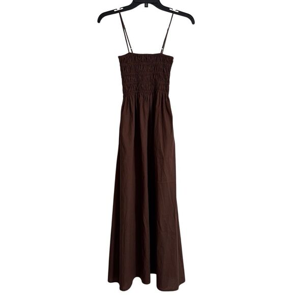 Faithfull the Brand Marieka Midi Dress M in Chocolate - Picture 7 of 12